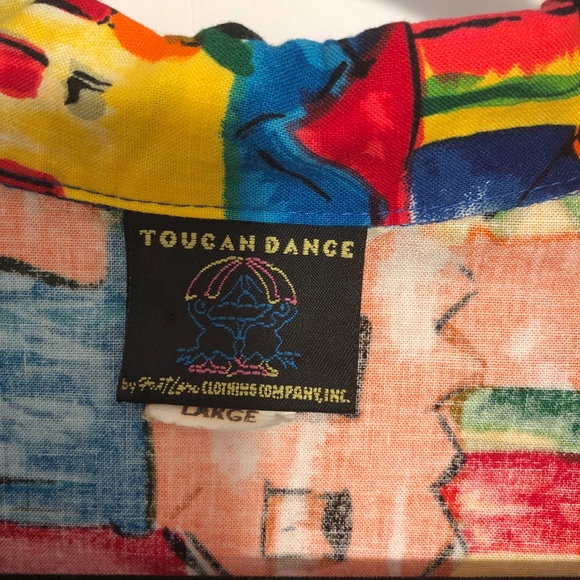 vintage toucan dance button up bold print shirt - Picture 3 of 4